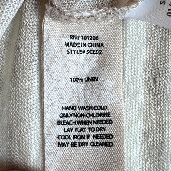 Soft Surroundings Women Long Cardigan Size 1X 100% Linen Striped Lightweight Tan - Picture 5 of 6